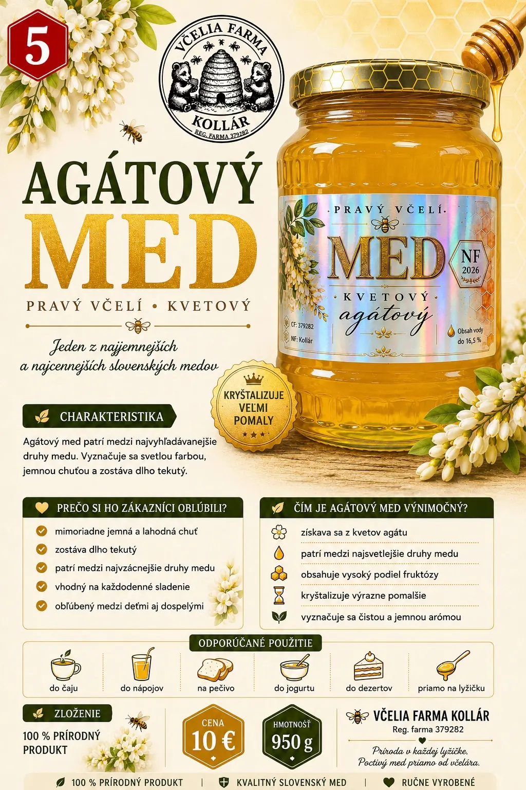 Pohár kvetovo-agátového medu